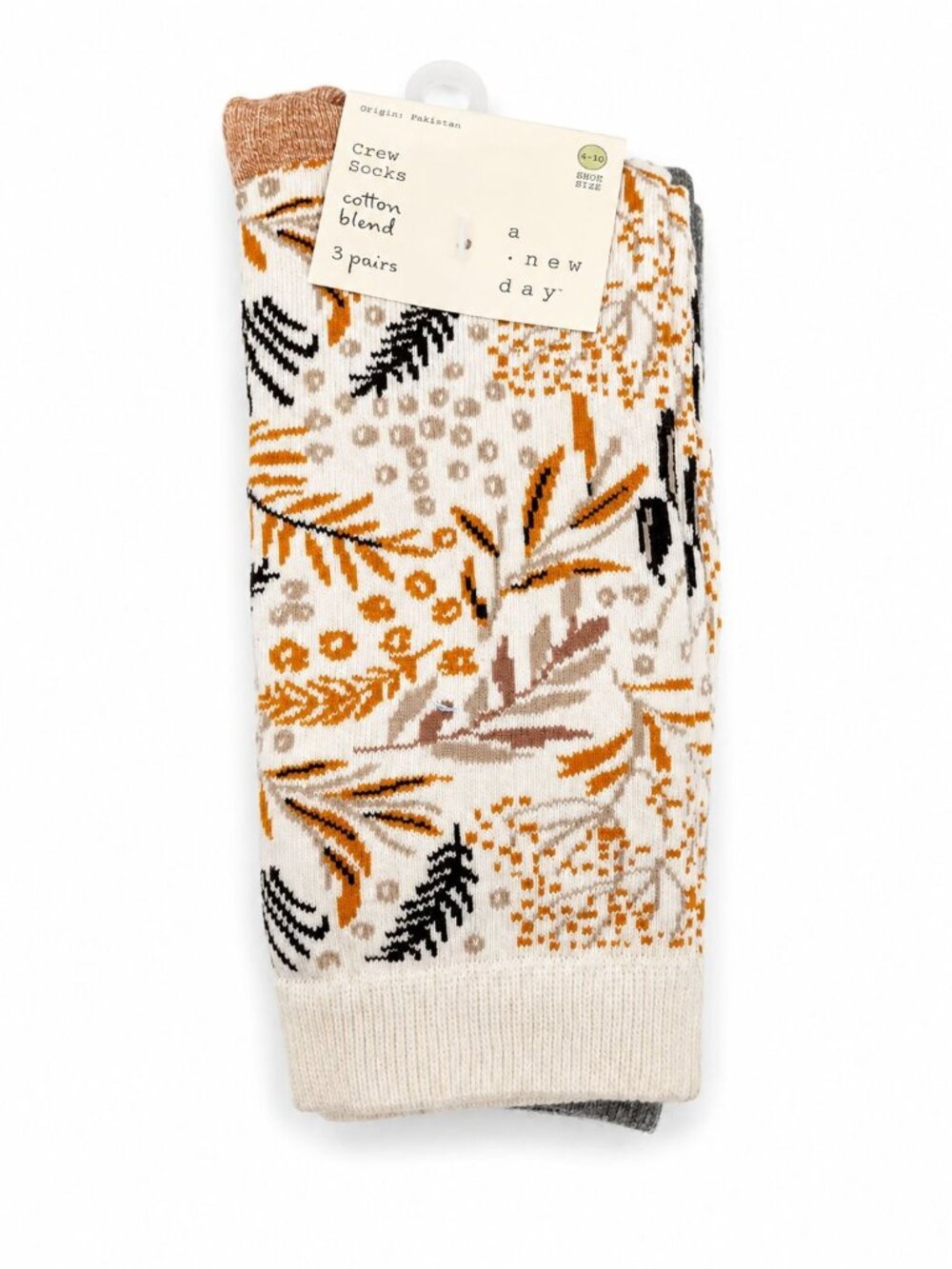 A New Day 3 pk Women's Crew Socks Flora Stripe fall colors size 4-10 NEW